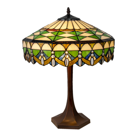 Tafellamp Tiffany ø 41*57 cm E27/max 2*60W | Groen | 5LL-6086 | Clayre & Eef