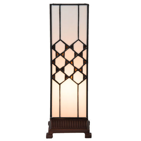 Tafellamp Tiffany 12*12*36 cm E14/max 1*25W | Wit | 5LL-5888 | Clayre & Eef