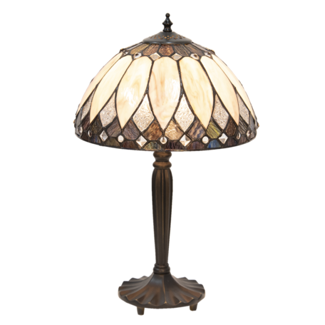 Tafellamp Tiffany ø 30*46 cm E27/max 1*60W | Beige | 5LL-5987 | Clayre & Eef