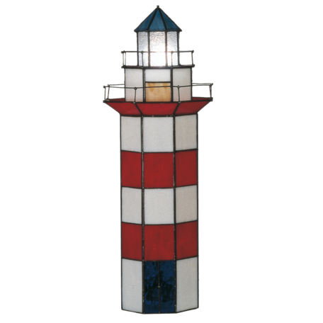 Tafellamp Tiffany vuurtoren ø 21*56 cm E14/max 2*25W | Rood | 5LL-1166 | Clayre & Eef