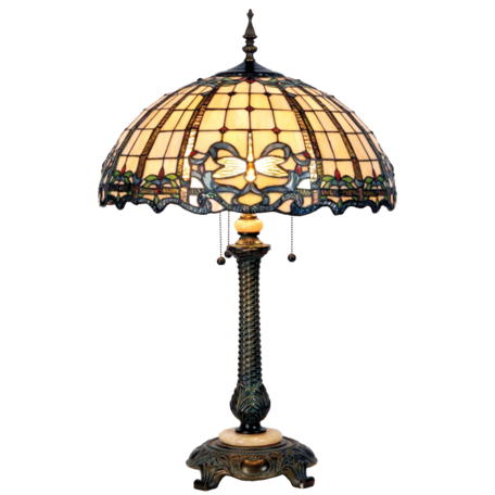 Tafellamp Tiffany ø 50*80 cm E27/max 2*60W | Creme | 5LL-5298 | Clayre & Eef