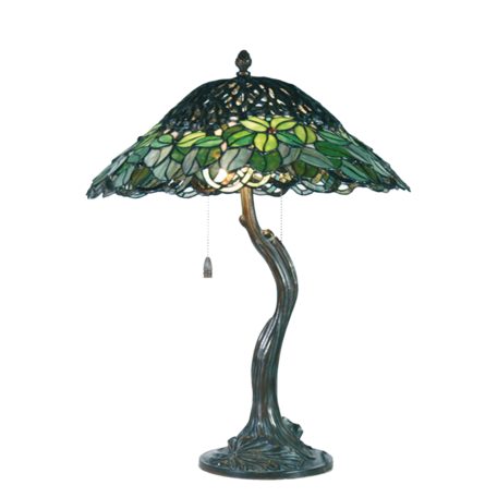 Tafellamp Tiffany ø 47*58 cm E27/max 2*60W | Groen | 5LL-5386 | Clayre & Eef