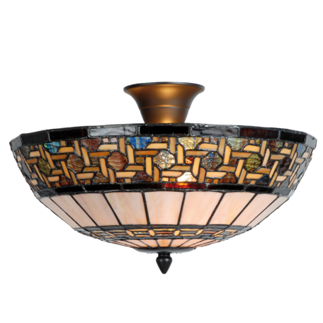 Plafondlamp Tiffany ø 40*23 cm E14/max 2*40W | Multi | 5LL-5604 | Clayre & Eef
