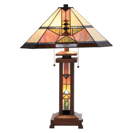 Tafellamp Tiffany 42*42*60 cm E27/max 2*60W E14/max 1*7W | Multi | 5LL-5781 | Clayre & Eef