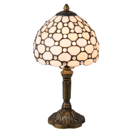 Tafellamp Tiffany ø 21*38 cm E14/max 1*40W | Wit | 5LL-5879 | Clayre & Eef