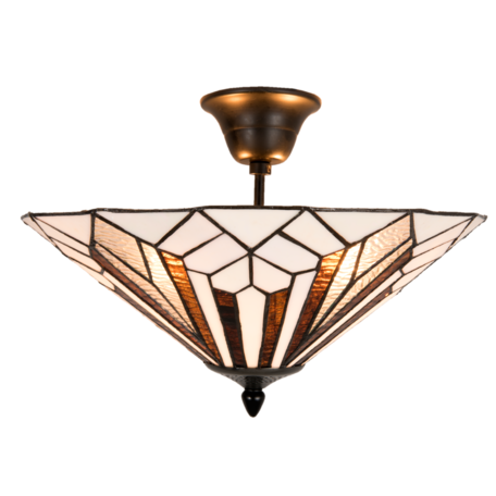 Plafondlamp Tiffany ø 40*28 cm E14/max 2*40W | Wit | 5LL-5896 | Clayre & Eef