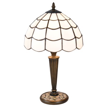 Tafellamp Tiffany ø 25*43 cm E27/max 1*40W | Wit | 5LL-5936 | Clayre & Eef