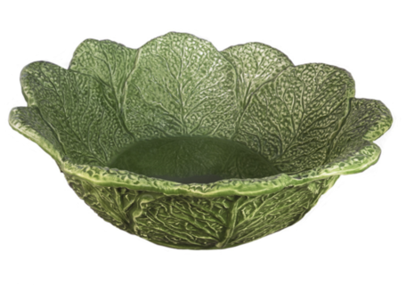 Ronde ( salade ) schaal koolblad 32 x 10 cm groen aardewerk | Serveerschaal | B008 | Piccobella