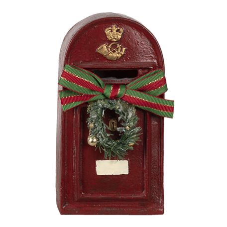 Clayre & Eef | Kerstdecoratie Beeld Brievenbus Rood 8*6*15 cm | 6PR4748