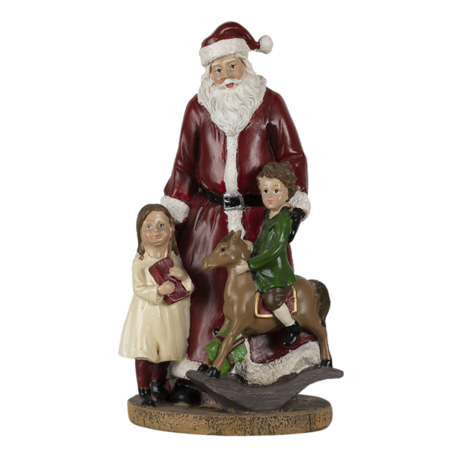 Clayre & Eef | Kerstdecoratie Beeld Kerstman Rood, Groen, Wit 12x10x20 cm | 6PR4761