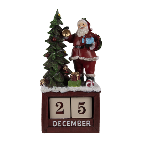 Clayre & Eef | Kerstdecoratie Beeld Kerstman Rood, Groen, Wit 16*10*34 cm | 6PR4762