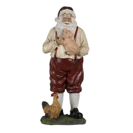 Clayre & Eef | Kerstdecoratie Beeld Kerstman Rood, Beige 11*9*27 cm | 6PR4755