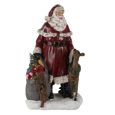 Clayre & Eef | Kerstdecoratie Beeld Kerstman Rood 17*13*29 cm | 6PR4759