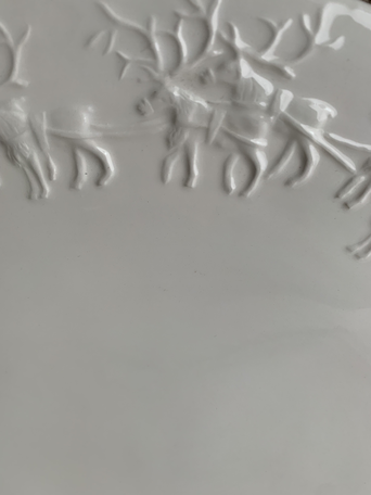 Groot serveer decoratie bord kerst rendieren ø 36,5 cm creme | HSHBORD | Piccobella