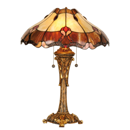 Tafellamp Tiffany ø 40*53 cm E27/max 2*60W | Rood | 5LL-5377 | Clayre & Eef