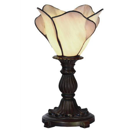 Tafellamp Tiffany ø 20*30 cm E14/max 1*25W | Creme | 5LL-6099N | Clayre & Eef