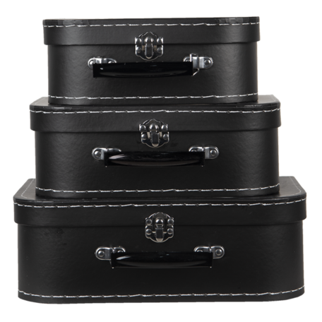Clayre & Eef | Decoratie koffer Set van 3 Zwart 30*19*10 cm | 65017
