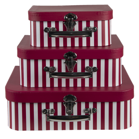 Clayre & Eef | Decoratie koffer Set van 3 Roze 30*22*10 cm | 65018