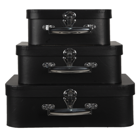 Clayre & Eef | Decoratie koffer Set van 3 Zwart 30*22*10 cm | 65019
