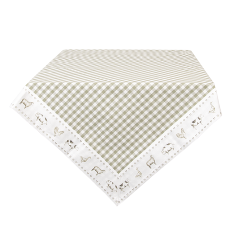Clayre & Eef | Vierkant Tafelkleed Groen, Wit 100*100 cm | CLA01GR