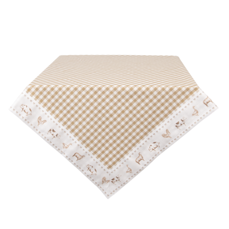 Clayre & Eef | Vierkant Tafelkleed Beige, Wit 100*100 cm | CLA01N