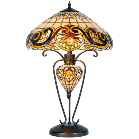 Tafellamp Tiffany ø 46*76 cm E27/max 2*60W E14/max 1*7W | Geel | 5LL-5475 | Clayre & Eef