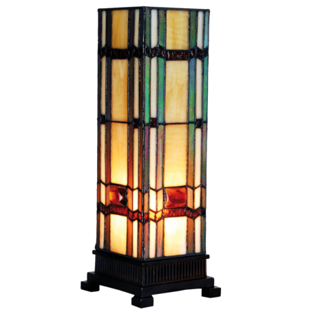 Tafellamp Tiffany 12*12*35 cm E14/max 1*40W | Multi | 5LL-9024 | Clayre & Eef