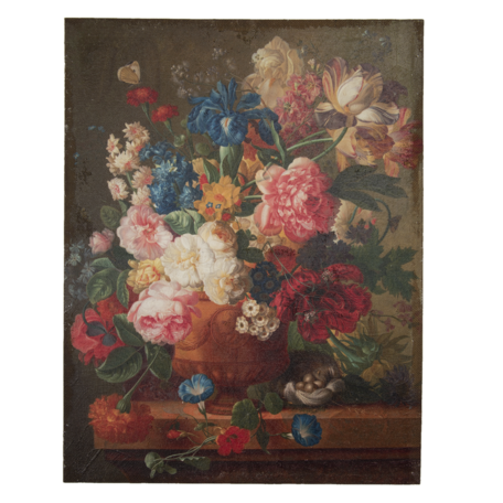 Schilderij vaas met bloemen 55*3*73 cm | Roze | 50634 | Clayre & Eef