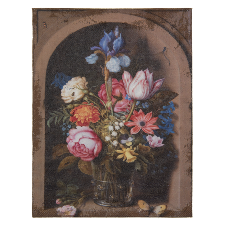 Schilderij vaas met bloemen 30*2*40 cm | Blauw | 64972 | Clayre & Eef