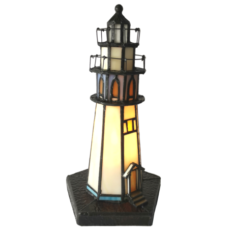 Tafellamp Tiffany vuurtoren ø 12*28 cm E14/max 1*25W | Multi | 5LL-6053 | Clayre & Eef