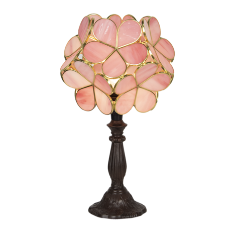 Tafellamp Tiffany 21*21*38 cm E14/max 1*25W | Roze | 5LL-6065 | Clayre & Eef