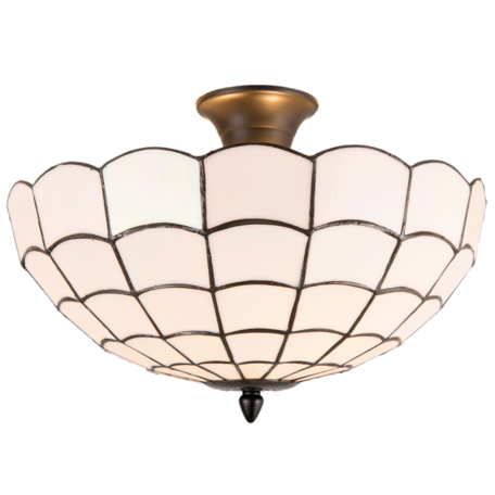 Plafondlamp Tiffany ø 40*30 cm E14/max 2*40W | Wit | 5LL-5932 | Clayre & Eef
