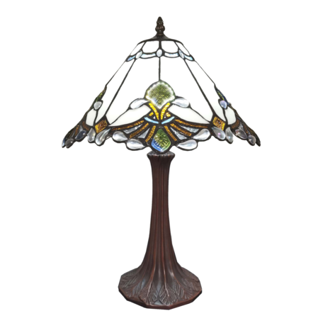 Tafellamp Tiffany ø 31*49 cm E27/max 1*60W | Wit | 5LL-6185 | Clayre & Eef