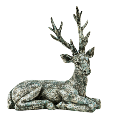 Clayre & Eef | Decoratie Beeld Hert Groen, Wit 30*15*32 cm | 6PR3528