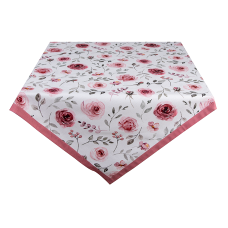 Clayre & Eef | Tafelkleed Wit, Roze, Groen 100x100 cm | RUR01