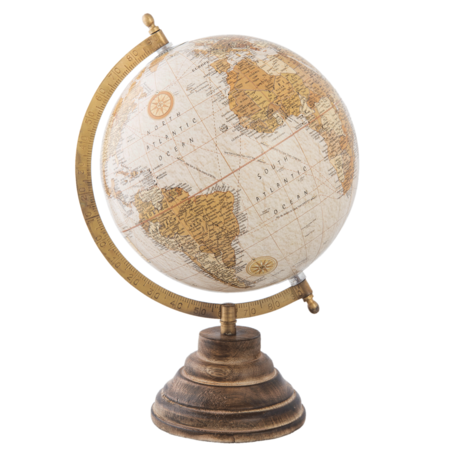 Clayre & Eef | Wereldbol Decoratie Beige, Bruin 22*20*33 cm | 63957