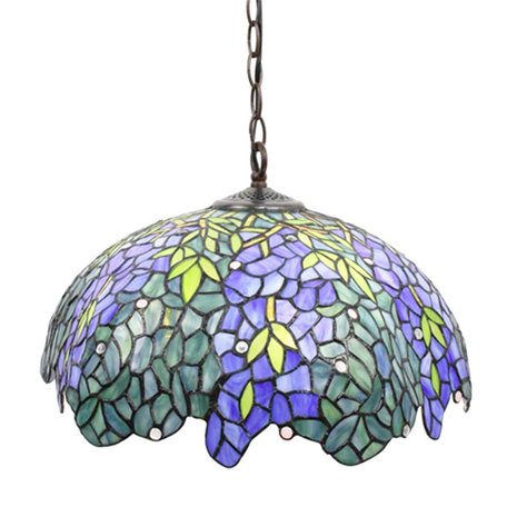 Clayre & Eef | Hanglamp Tiffany Blauw, Groen ø 45x26/126 cm E27/max 3x60W | 5LL-6182
