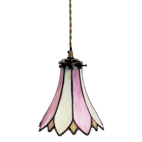 Clayre & Eef | Hanglamp Tiffany Roze, Beige ø 15*115 cm E14/max 1*40W | 5LL-6196