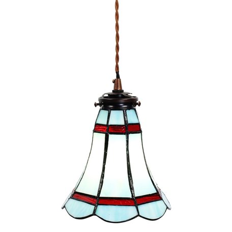 Clayre & Eef | Hanglamp Tiffany Blauw, Rood ø 15*115 cm E14/max 1*25W | 5LL-6202