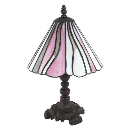 Clayre & Eef | Tiffany Tafellamp Wit, Grijs, Roze ø 20x34 cm E14/max 1x25W | 5LL-6193