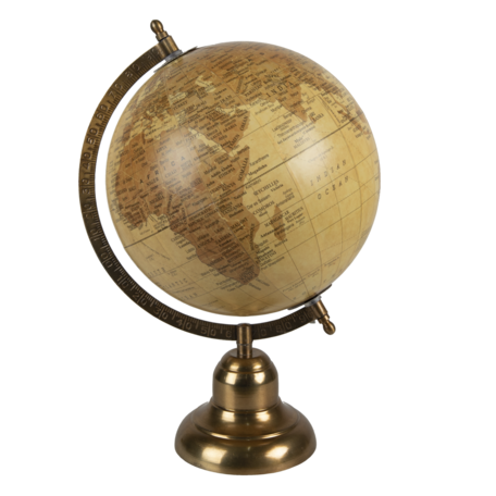 Clayre & Eef | Wereldbol Decoratie Koperkleurig, Bruin 22x22x33 cm | 64907