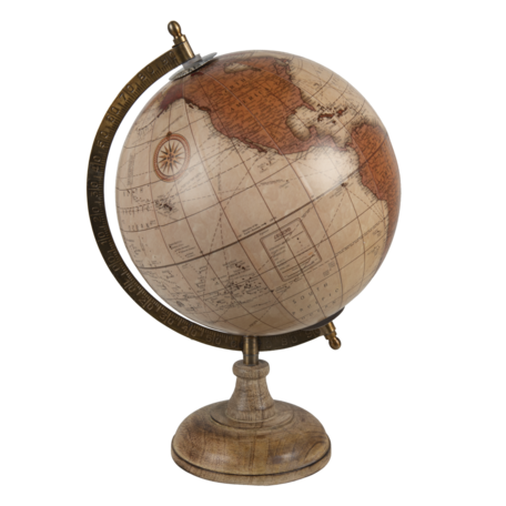 Clayre & Eef | Wereldbol Decoratie Beige, Bruin 22x22x37 cm | 64920