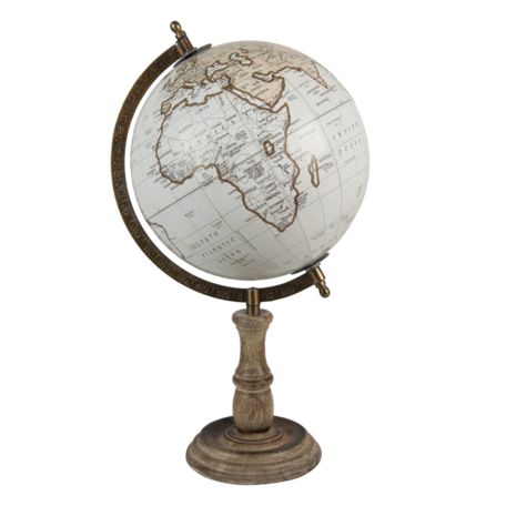 Clayre & Eef | Wereldbol Decoratie Wit, Bruin 22x22x37 cm | 64929