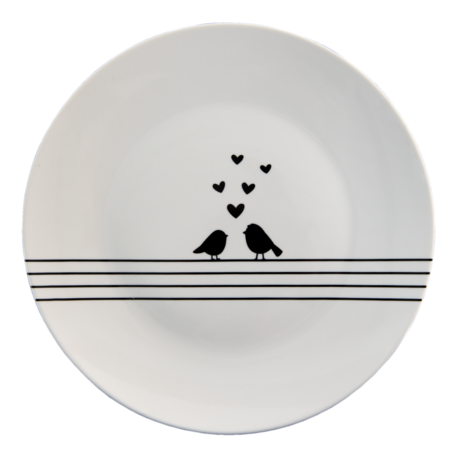 Clayre & Eef | Servies Ontbijtbord Wit, Zwart ø 20*2 cm | LBSDP