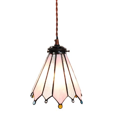 Clayre & Eef | Hanglamp Tiffany Roze 18x15x115 cm E14/max 1x25W | 5LL-6218