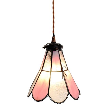 Clayre & Eef | Hanglamp Tiffany Roze 18*15*115 cm E14/max 1*25W | 5LL-6217