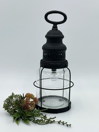 Lantaarn storm lamp hengsel led verlichting batterij zwart 32 x 12,5 cm | 65480 | Home Sweet Home | Stoer & Sober Woonstijl