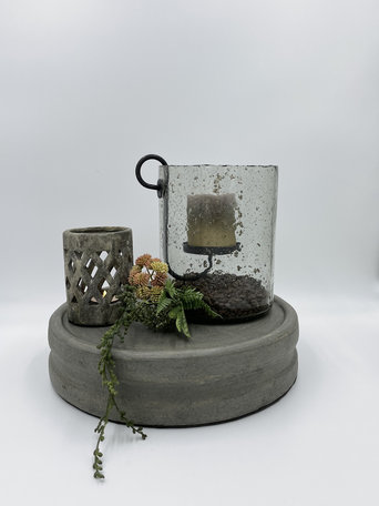 Decoratie plateau grijs beton look steen groot 8 cm x 34 cm | 65490 | Home Sweet Home | Stoer & Sober Woonstijl | kaarsenplateau