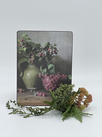 Staand deco bord nostalgisch afbeelding plant framboos kleur 19 x 14 cm mdf | 65516 | Home Sweet Home | Stoer & Sober Woonstijl