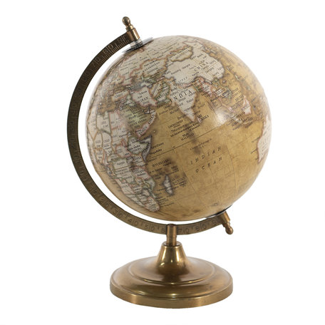Clayre & Eef | Wereldbol Decoratie Geel, Bruin 22*22*30 cm | 64905